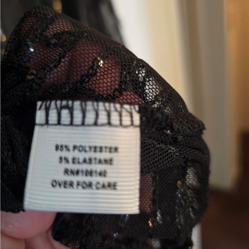 Ultra Pink Black Sheer Sequined Collared Button Up Size 2X Plus LS NWT Dressy - Picture 8 of 8